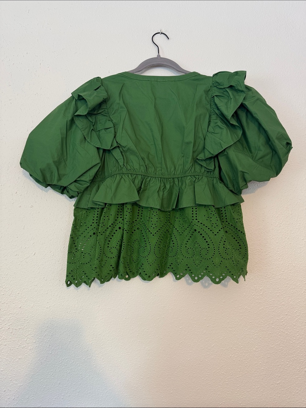 Tuckernuck Hyacinth House Green Ruffle Eyelet Top - Picture 2 of 3